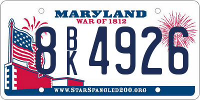 MD license plate 8BK4926