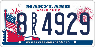 MD license plate 8BK4929