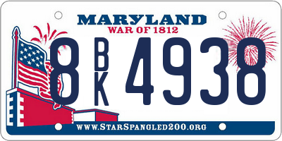 MD license plate 8BK4938