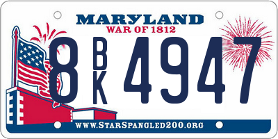 MD license plate 8BK4947