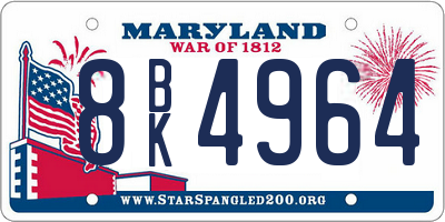 MD license plate 8BK4964