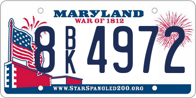 MD license plate 8BK4972