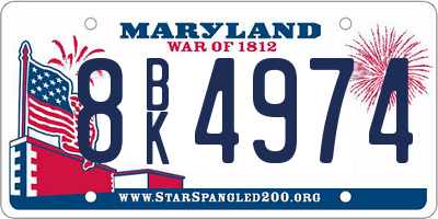 MD license plate 8BK4974