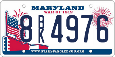 MD license plate 8BK4976