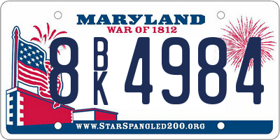 MD license plate 8BK4984