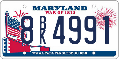 MD license plate 8BK4991