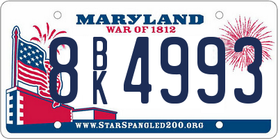MD license plate 8BK4993