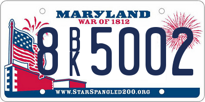 MD license plate 8BK5002