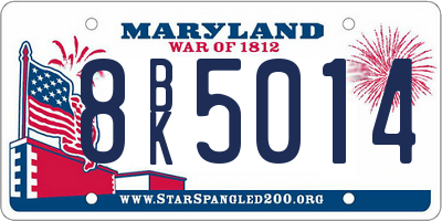 MD license plate 8BK5014