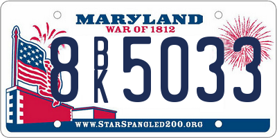 MD license plate 8BK5033