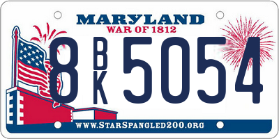 MD license plate 8BK5054