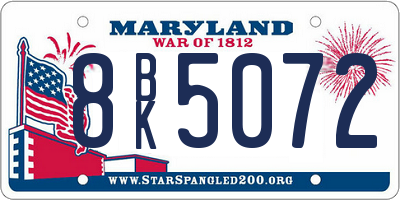 MD license plate 8BK5072