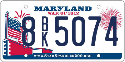 MD license plate 8BK5074