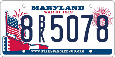 MD license plate 8BK5078