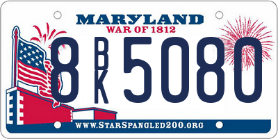 MD license plate 8BK5080