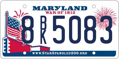 MD license plate 8BK5083
