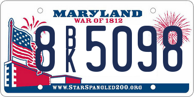 MD license plate 8BK5098