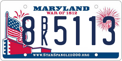 MD license plate 8BK5113