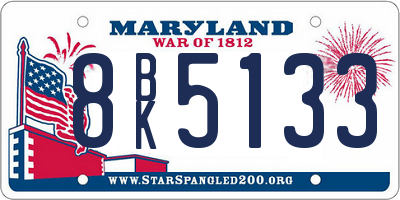MD license plate 8BK5133