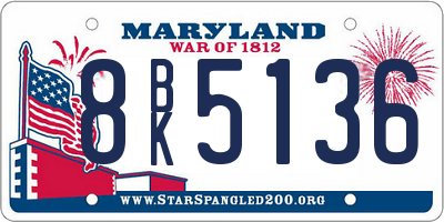 MD license plate 8BK5136