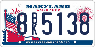 MD license plate 8BK5138