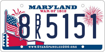 MD license plate 8BK5151