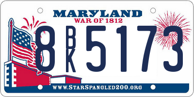 MD license plate 8BK5173