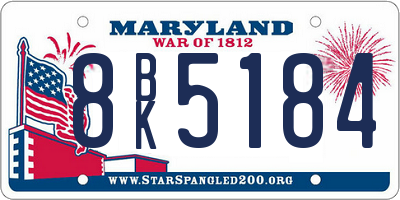 MD license plate 8BK5184