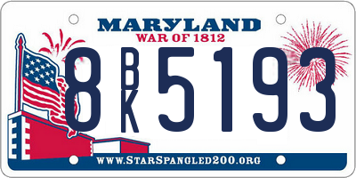 MD license plate 8BK5193