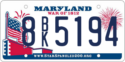 MD license plate 8BK5194