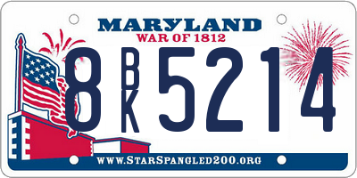 MD license plate 8BK5214