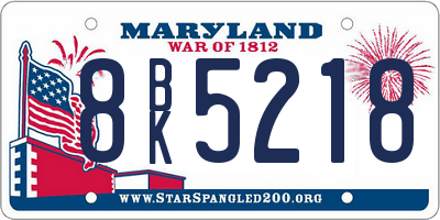 MD license plate 8BK5218