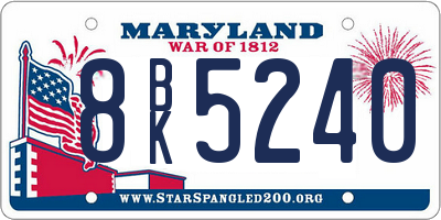 MD license plate 8BK5240