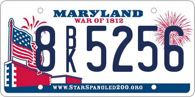 MD license plate 8BK5256