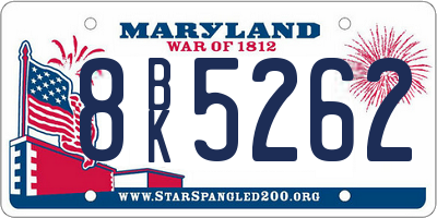 MD license plate 8BK5262