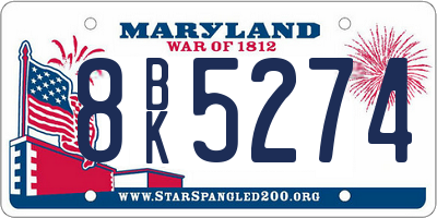 MD license plate 8BK5274