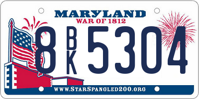 MD license plate 8BK5304