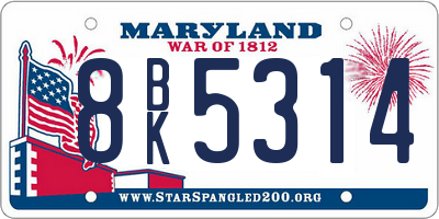 MD license plate 8BK5314