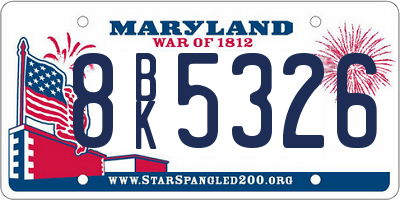 MD license plate 8BK5326