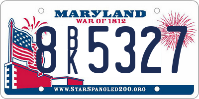 MD license plate 8BK5327