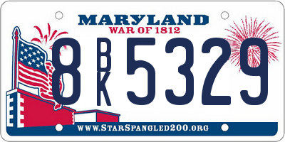 MD license plate 8BK5329