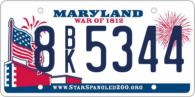 MD license plate 8BK5344