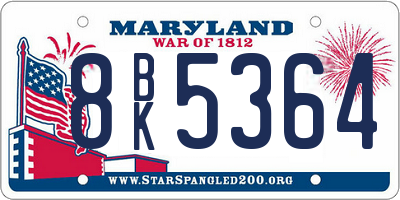 MD license plate 8BK5364