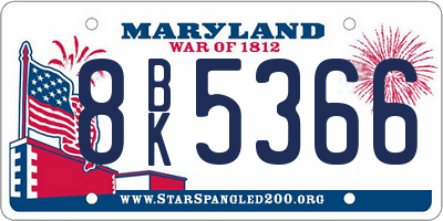 MD license plate 8BK5366