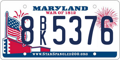 MD license plate 8BK5376