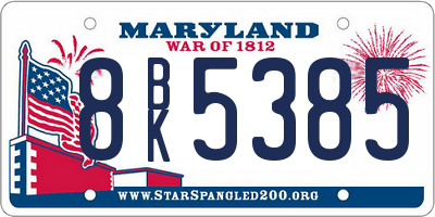 MD license plate 8BK5385