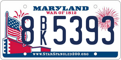 MD license plate 8BK5393