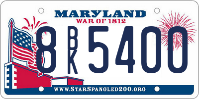 MD license plate 8BK5400