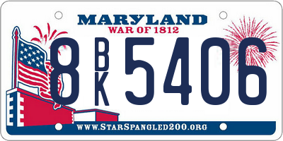 MD license plate 8BK5406