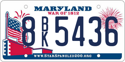 MD license plate 8BK5436